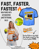 * Karlyn Pickens Autographed Softball & Exclusive 79.4 "FLAMETHROWER" T-Shirt