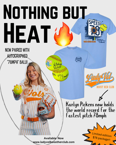 * Karlyn Pickens Autographed 78mph Softball & Exclusive "HEAT" T-Shirt