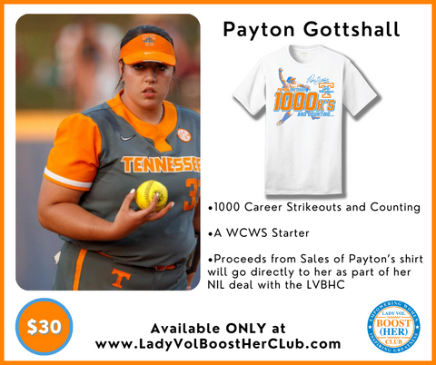 * Lady Vol Payton Gottshall "1000 STRIKEOUTS" NIL Softball T-shirt